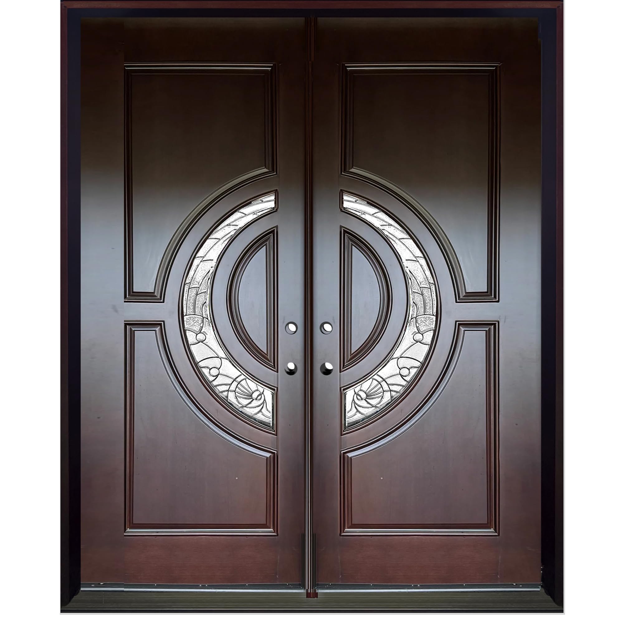 BGW M580E 61 1/4" x 97" x 5 1/4" Solid Wood Door Prehung and pre-Finished Entry Front Door R/H