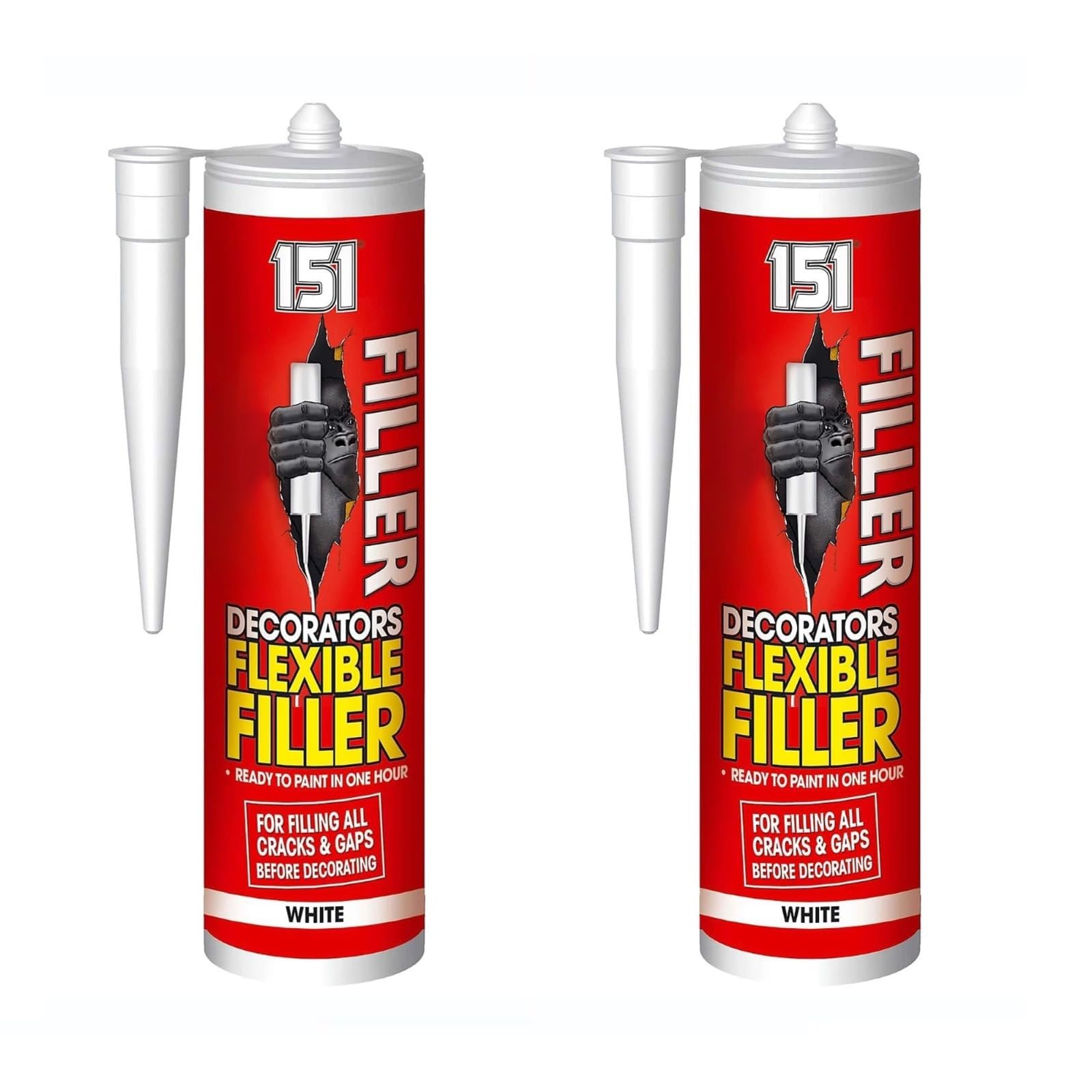151 Filler Flexible Expanding Foam, Ready Mixed Gap Filler for Walls, Wood & Cracks, Paintable Sealant for Interior & Exterior Use, Insulating Foam, 320ml, (Pack of 2)