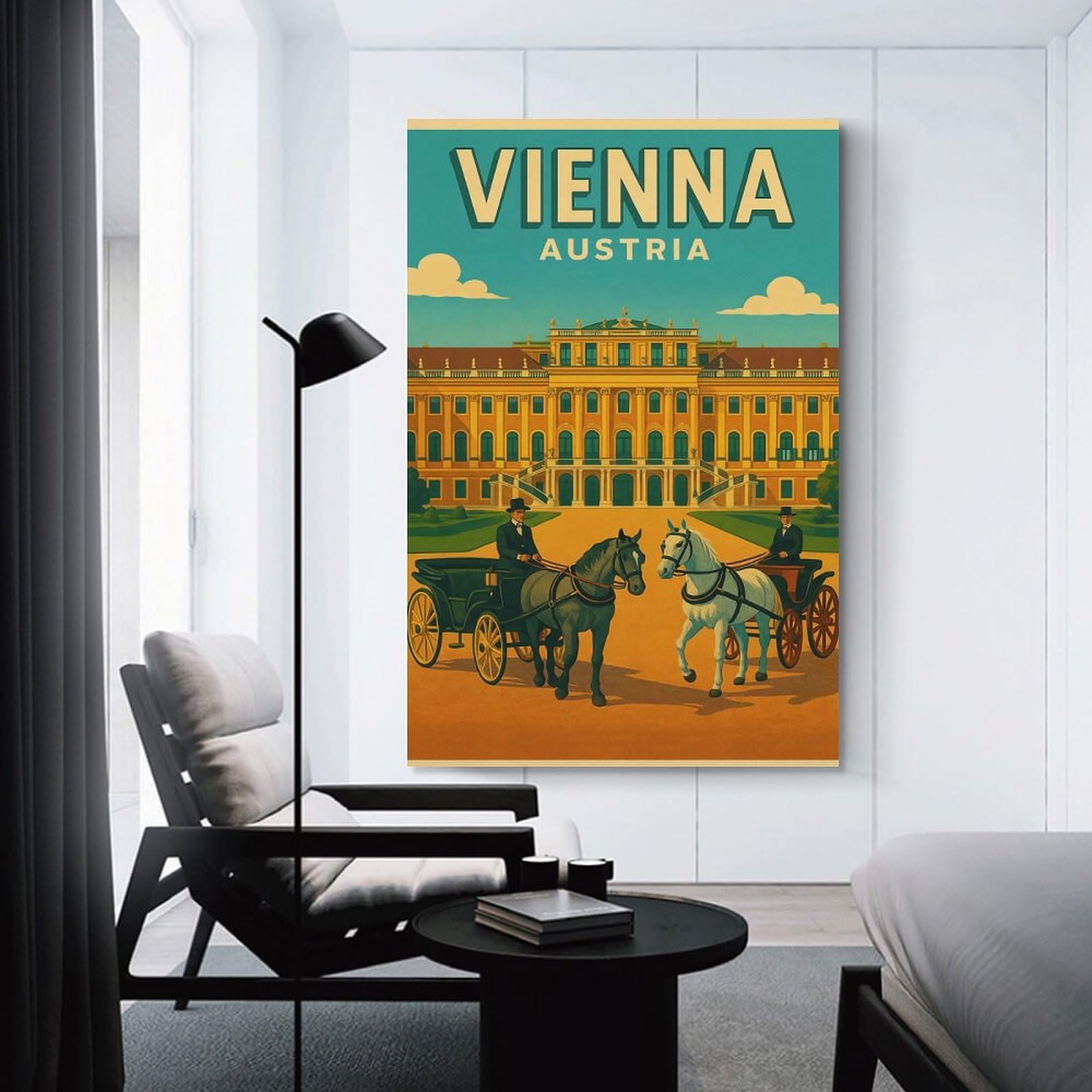 Junmoney Vienna Austria Vintage Travel Wall Picture Print 16x24inch(40x60cm), for Lounge Decor, Offices Or Entryway Styling, Versatile Wall Decor for Many Rooms