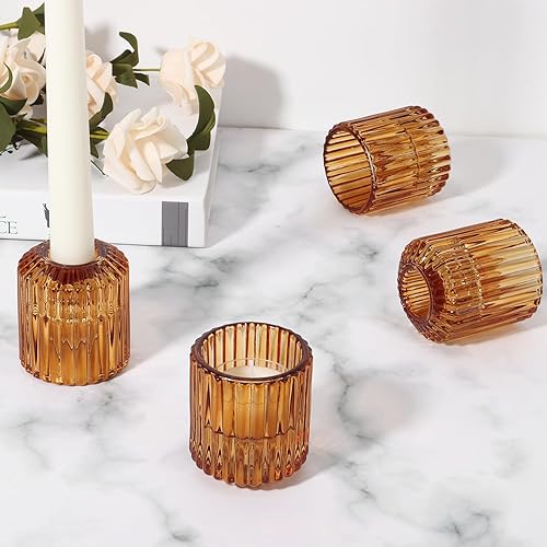 Juego de 6 portavelas de cristal, 2 en 1, portavelas cónicos y portavelas de candelita transparentes para centro de mesa, fiesta, boda, mesa,