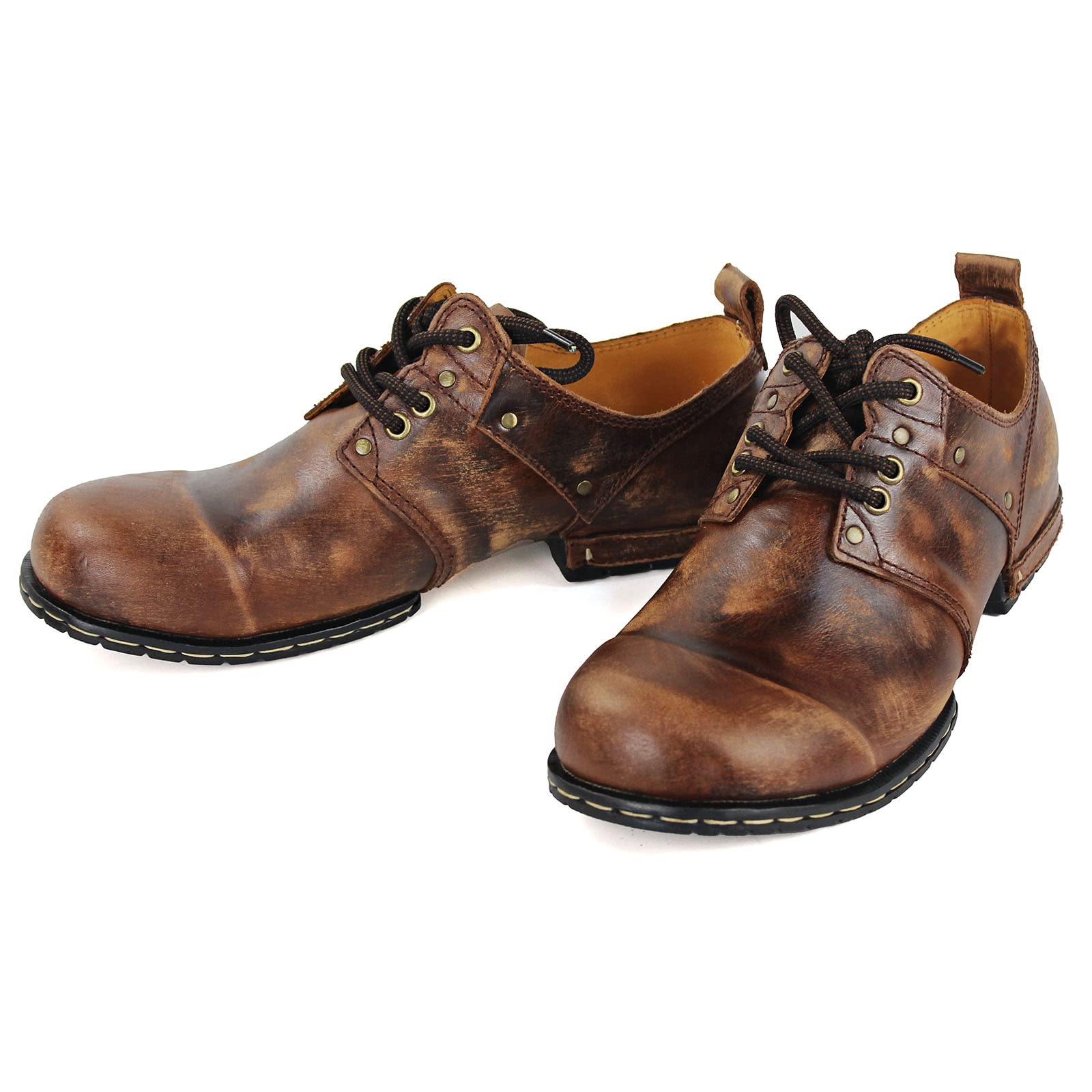 OSSTONE Herren Leder chukkastiefel Worker Biker Boots-Motorrad-Leder-Schuhe für Schnürstiefeletten Boots OS-6015-1-A-R
