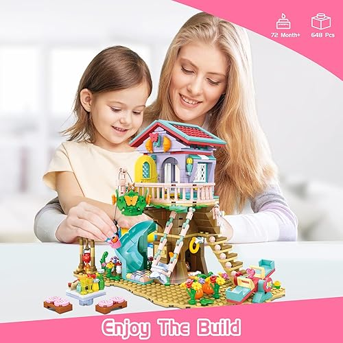 Miniatura 6 de QLT - Juego de construcción de casa de árbol con kit de luz compatible con Lego Friends Friendship Treehouse kit de construcción creativo de bosque
