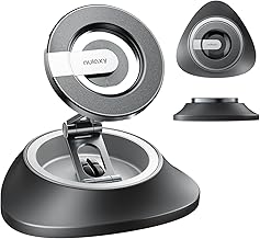 Nulaxy Magsafe Car Mount for Car Dashboard, [Ultra-Stable & Strong] Car Phone Holder with Rotating Base, Foldable Magnetic Phone Holders for Your Car Compatible with iPhone 17 Pro Max, Silver