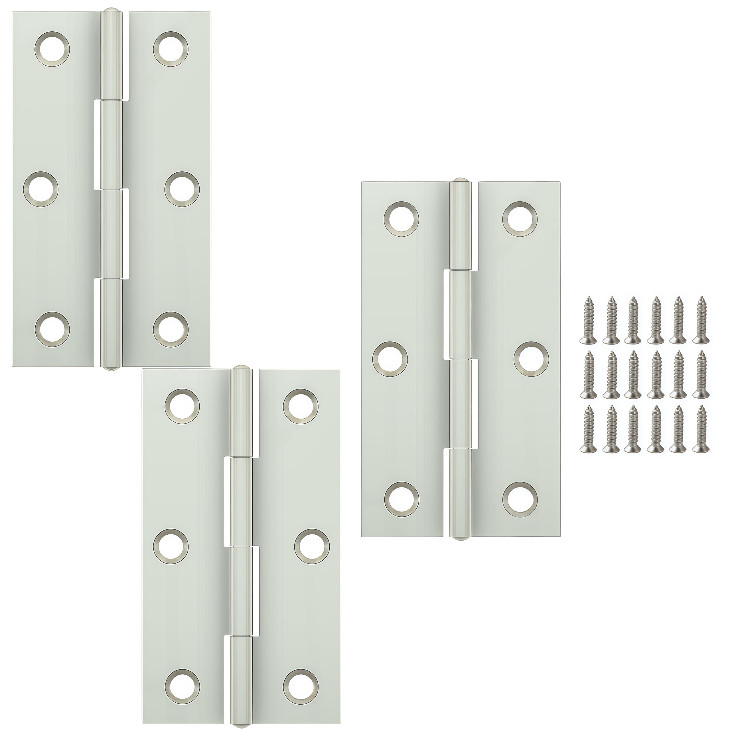 Vbnexyr Regular 3 Pack Stainless Steel Folding Hinges For Cabinets Casement Hinges And Door/Window Hardware With Screws 66 * 37 * 1.0Mm