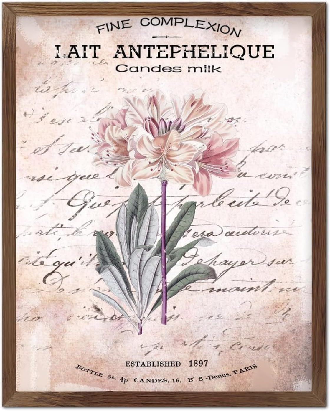 Fine Complexion Candes Framed Wooden Sign Vintage French Lily Flower Door Sign Vintage Nature Plants Wall Art Home Decor for Home Kitchen Living Room Table 20x16inch