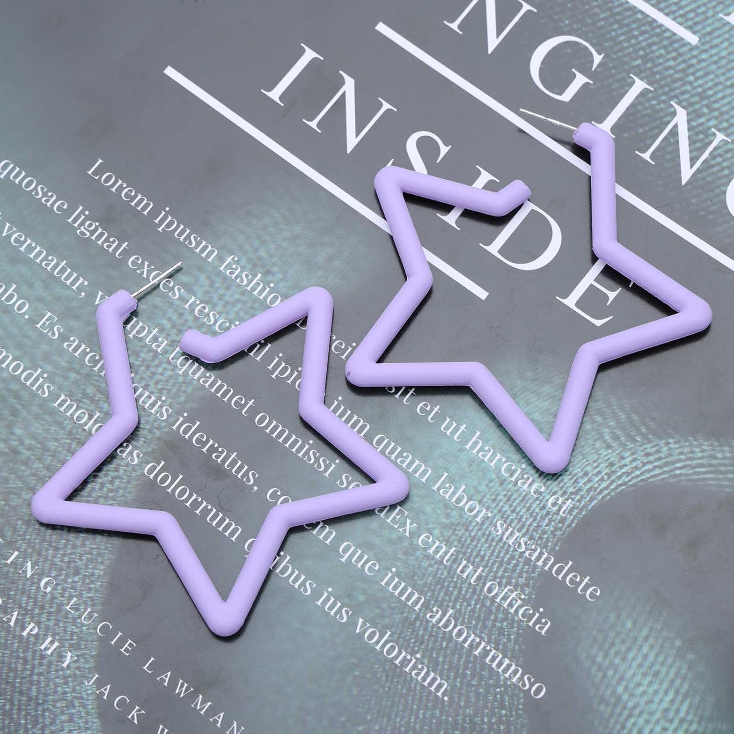 Vintage Pink Star Dangle Earrings Large Star Drop Earrings Hollow Star Earrings Luck Star Stud Earrings Candy Color Star Earrings Jewelry for Women - Image 4