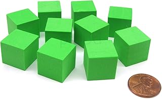 Koplow Games Pack of 10 16mm Blank Foam Dice Cubes with Square Corners - Green