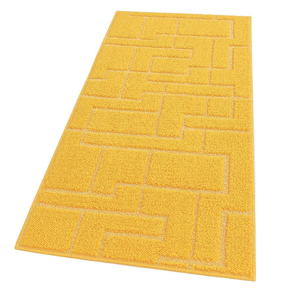 emmevi Tappeto Casa Cucina 3D Tinta Unita Design Geometrico Moderno Assorbente Antiscivolo 50x190 Giallo