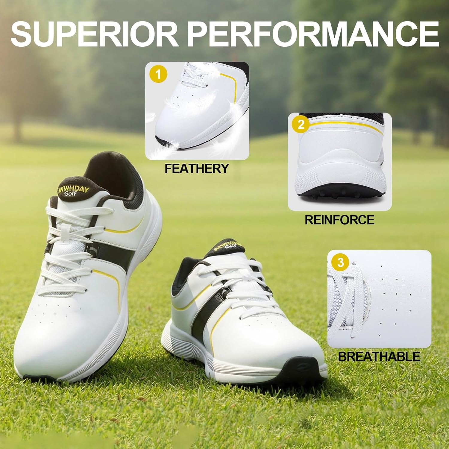 Golf Shoes Mens Waterproof Professional Outdoor Spiked Golf Cleats for Men