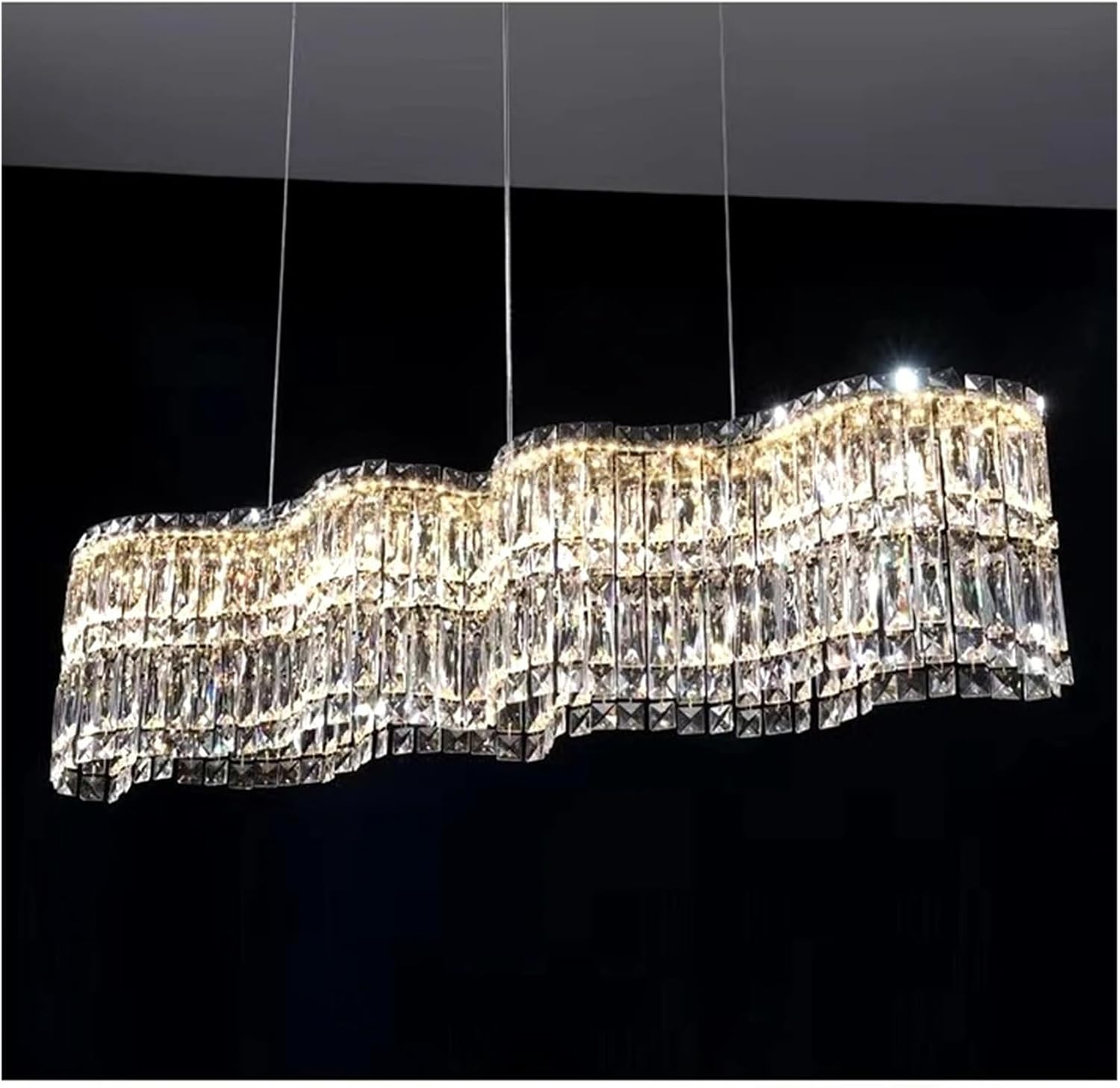 Flower Wave Crystal Ceiling Chandeliers LED Modern Luxury Hanging Lamps Indoor H…