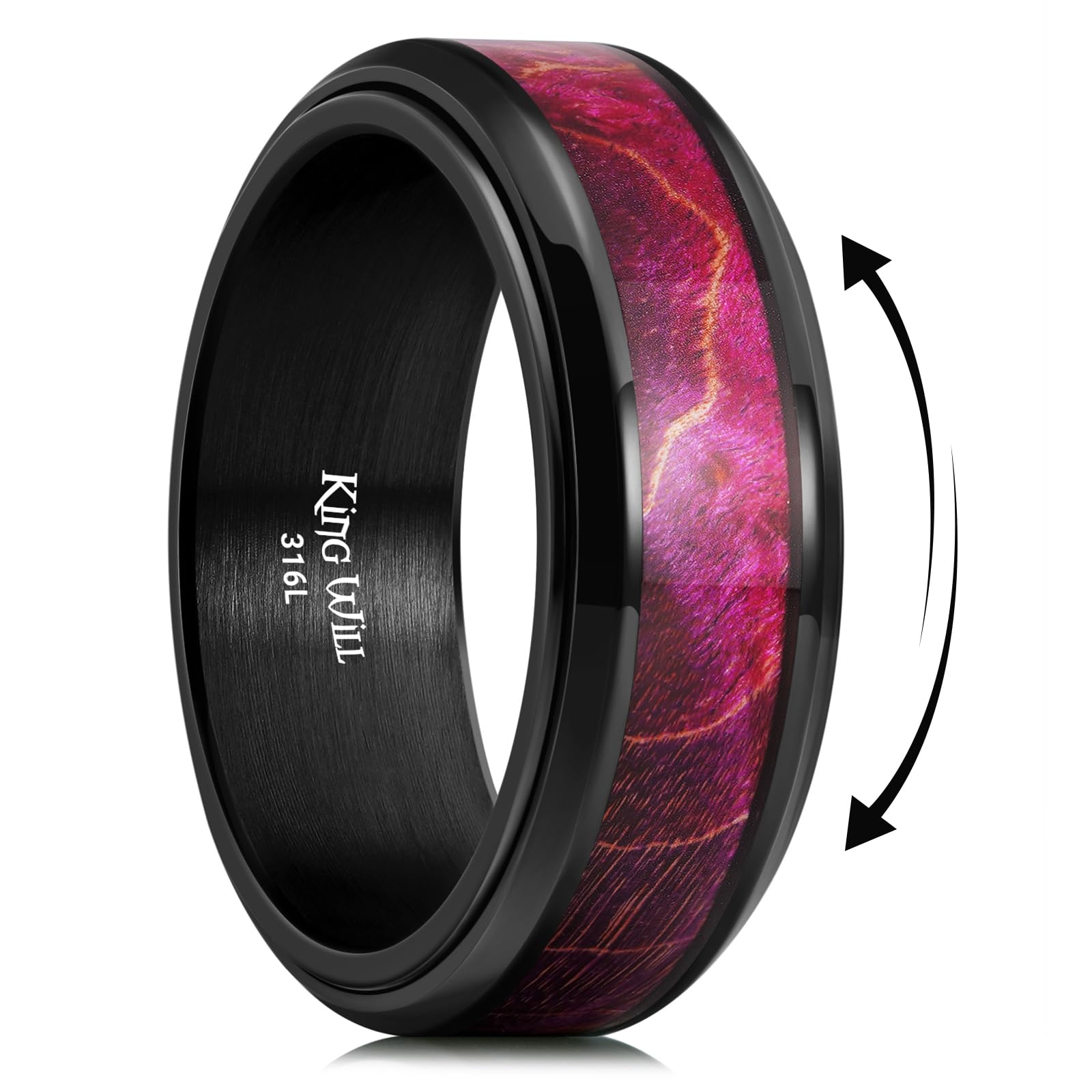 King Will 316L Stainless Steel Spinner Ring for Men Women- 8mm Width Fidget Ring with Dragon/Celtic Knot Pattern, Stress Anxiety Relief Comfort Fit Wedding Band