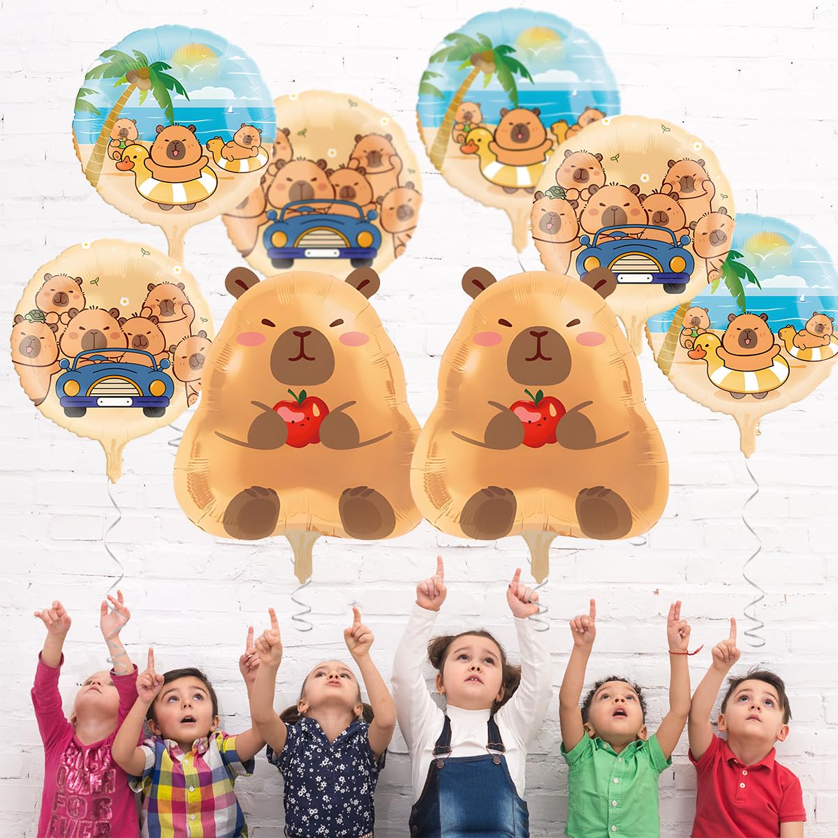 Capybara Peluche Décoration Anniversaire Thème Capybara - Kit Complet Avec Guirlande, Ballons, Autocollants Et Décoration Gâteau