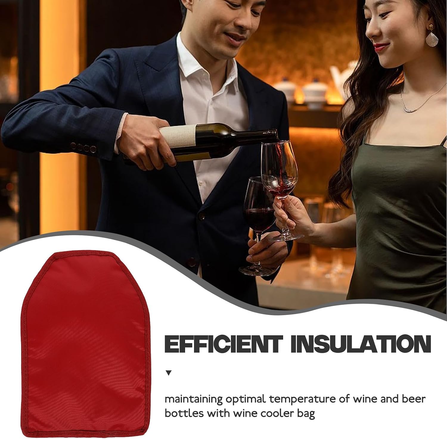 Zerodeko Reusable Wine Cooler Sleeve Red Nylon Gel Pack Insulated Wine Bottle Ice Pack for Summer Beer for Outdoor and Home Use