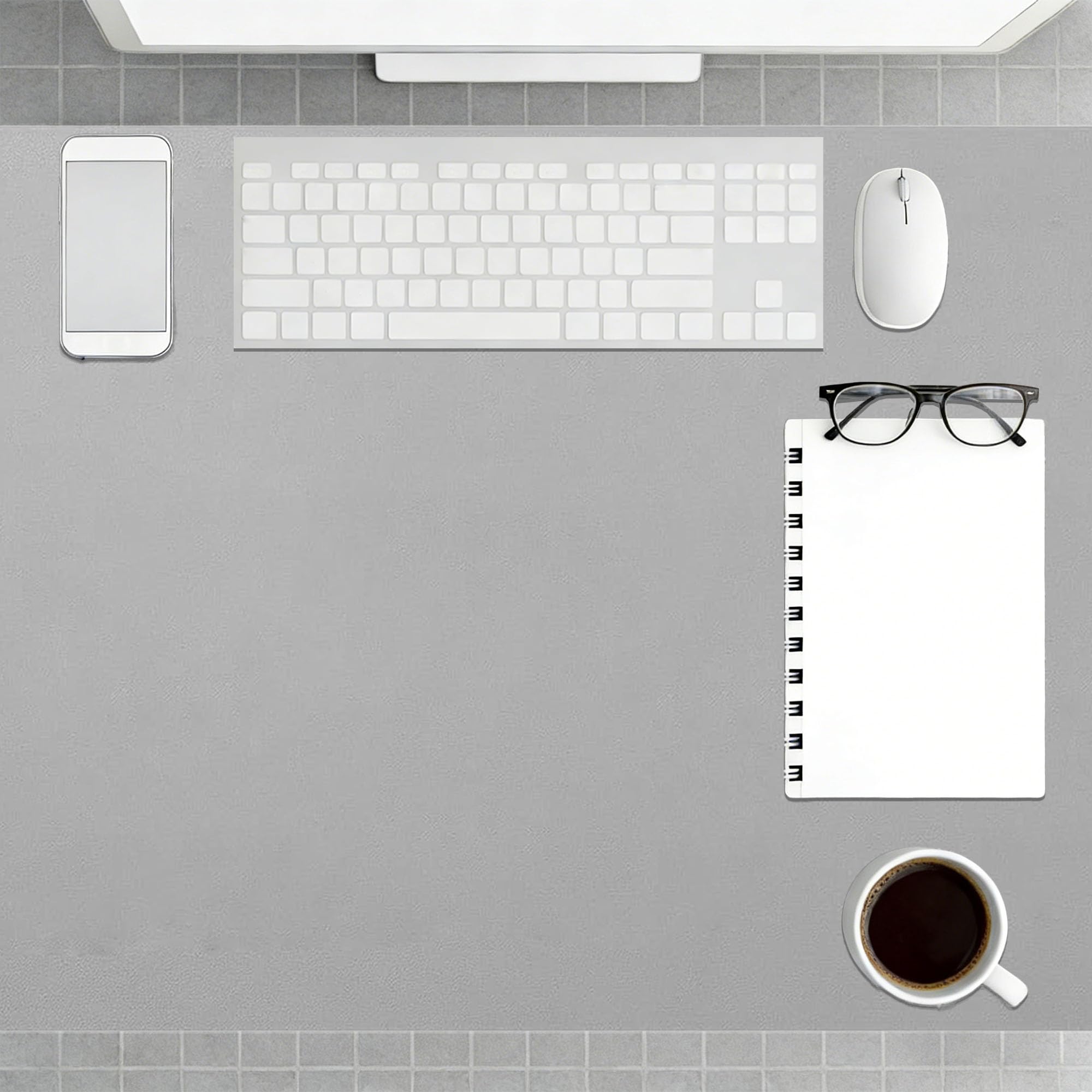 Office Desk Mat 80 x 126 cm Waterproof Non Slip Leather Desk Protector Cover Wipeable for Office Home Decor, Grey