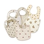 DOSMINE Muslin Baby Bibs for Drooling and Teething Newborn Drool Bibs for Baby Girl Boy (Khaki)