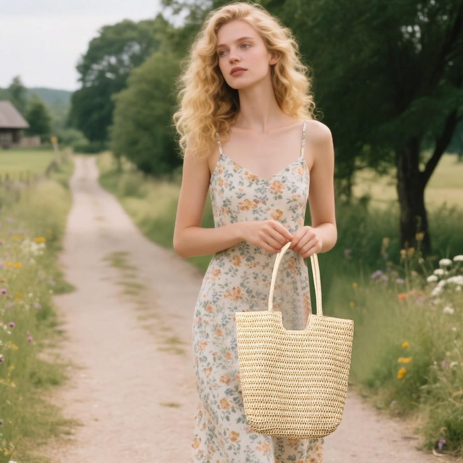 Beach Bags for Women Summer Lightweight Woven Straw Tote Purse Shoulder Handbag for Vacation - Image 2