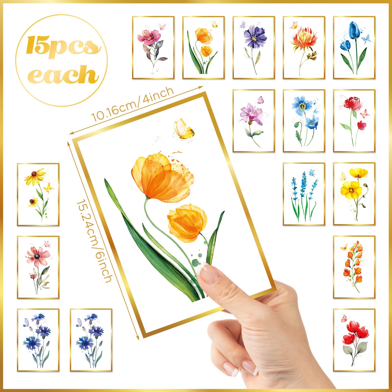 Fulmoon 240 Sets Floral Blank Cards Bulk with Envelopes Stickers 4 x 6 ...