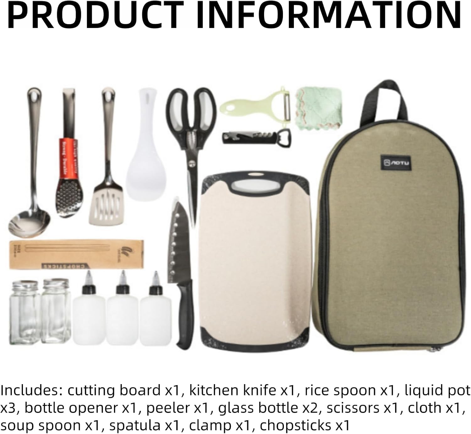 Portable Camping Kitchen Utensil Set, 17pcs Stainless Steel Camping Accessories Cooking, Camping Kitchen Set, Camp Kitchen Accessories & Organizer, Camping Equipment, Camping Tools & Stuff