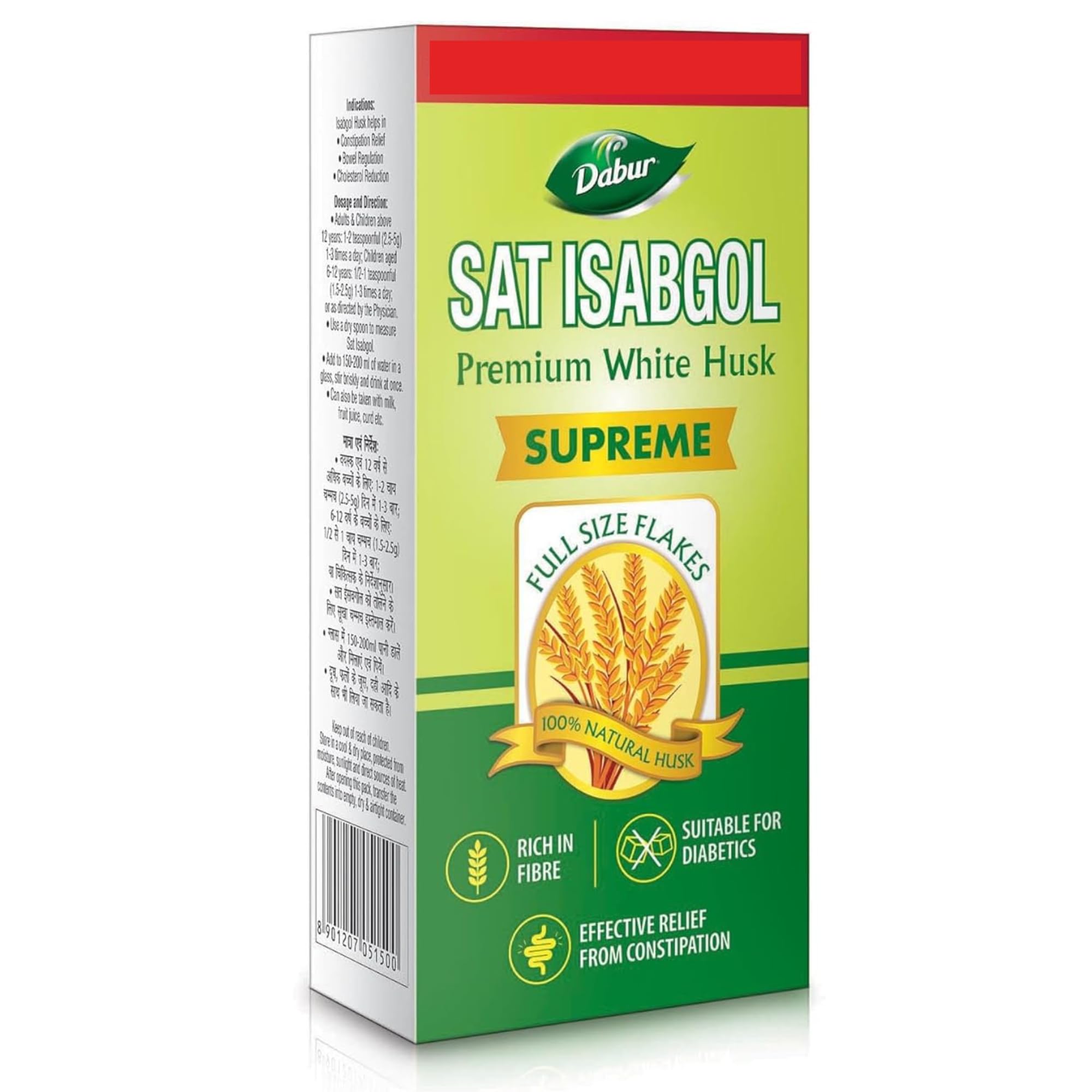Dabur Sat Isabgol (Psyllium Husk) - 180g + 50g Free | Rich in Fiber | Provides Effective Relief from Constipation & Bloating | Promotes Bowel Health | Non-Habit Forming | 100% Ayurvedic