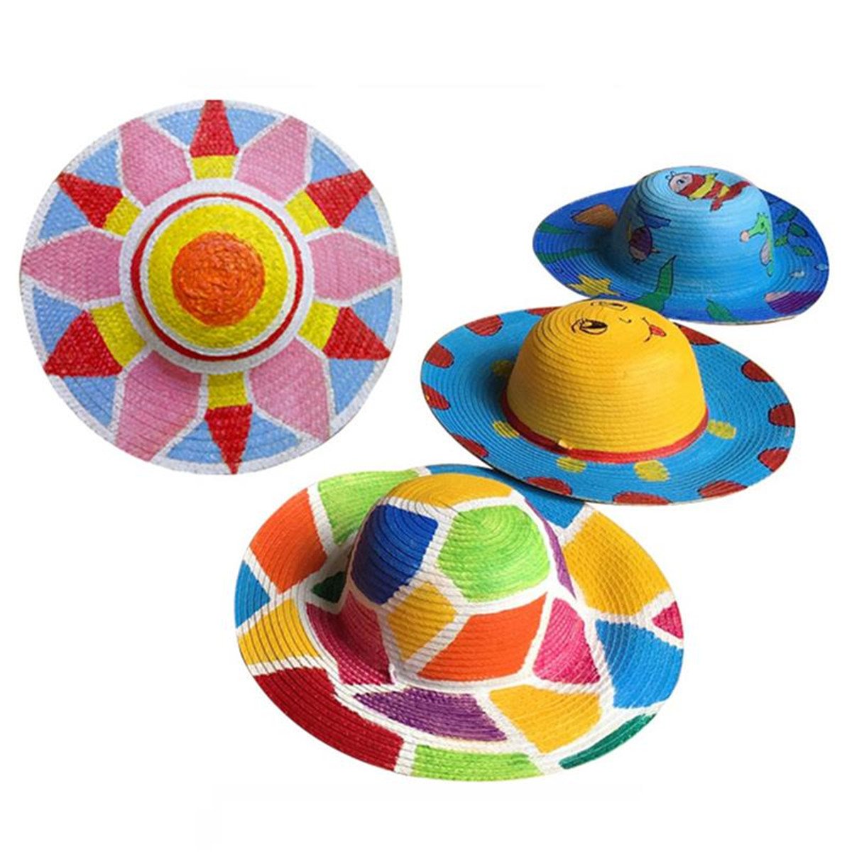 Summer Straw Cloche Hat OOAK Multicolor Painted Edgy Unique Wearable Art My hand painted straw hats are finally back ? ?️ This  main image 2