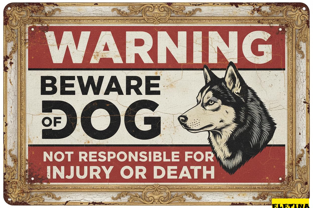 Tin Sign for Man Cave Beware Of Dog Akita Metal Warning Beware Of Dog S Fence Outdoor Farm Garden Gate Home Yard Decor 8x12 Inch Private Property Decorative