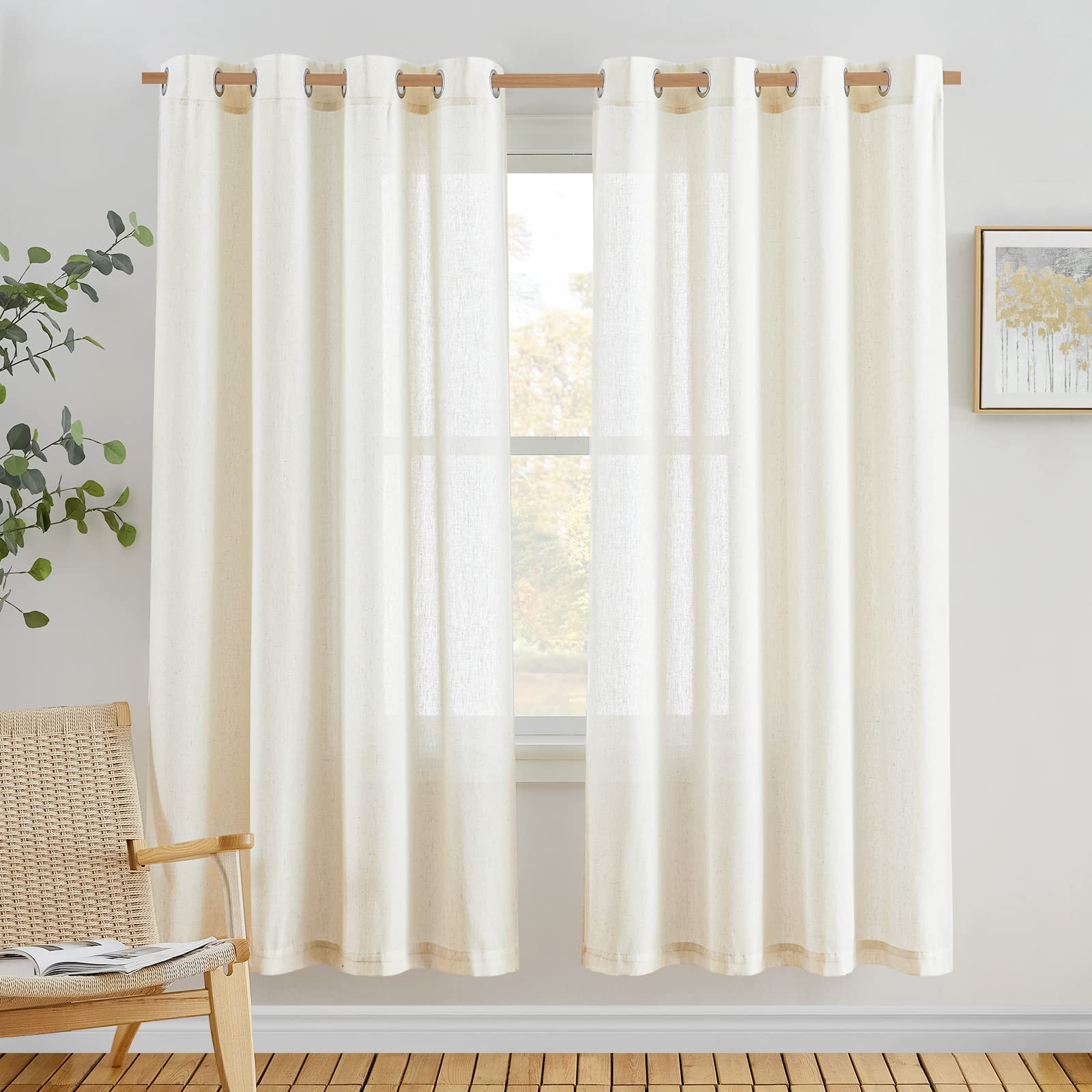 NICETOWN Palm Room Darkening Curtains Tropical Pattern for Living Room, Grommet Top Room Darkening Window Treatments Palm Leaf Panels for Patio Door, 84" Width Total 2 Panels, Green Palm