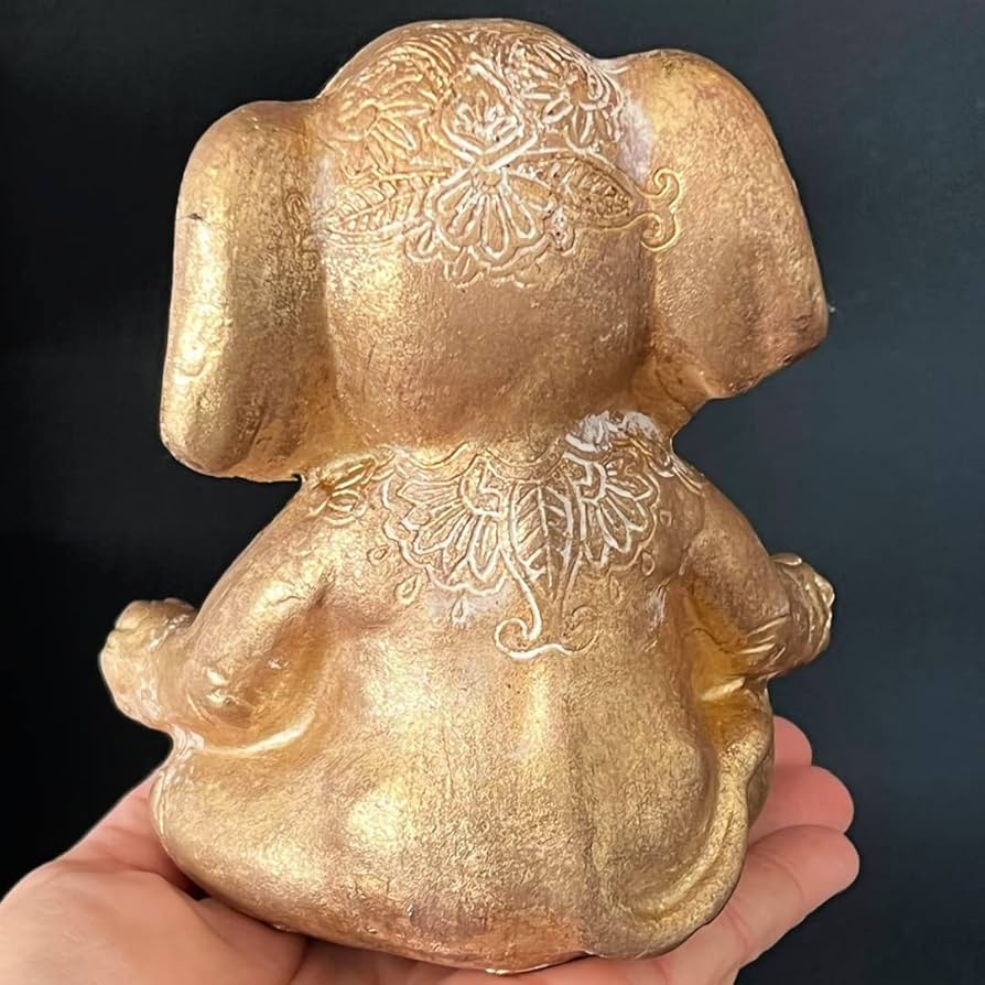 仏象　置物 Amazon.co.jp: 瞑想する象の像、黄金の幸運の置物、禅ヨガ ボー