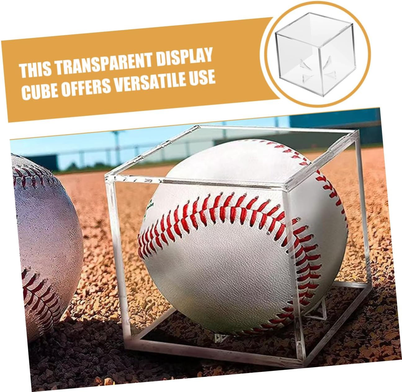 Mikinona 3pcs Acrylic Baseball Display Cases Stand, UV Protection Baseball Cube Memorabilia Showcase for Signed Balls, Small Sports Collectibles Storage for Home and Office
