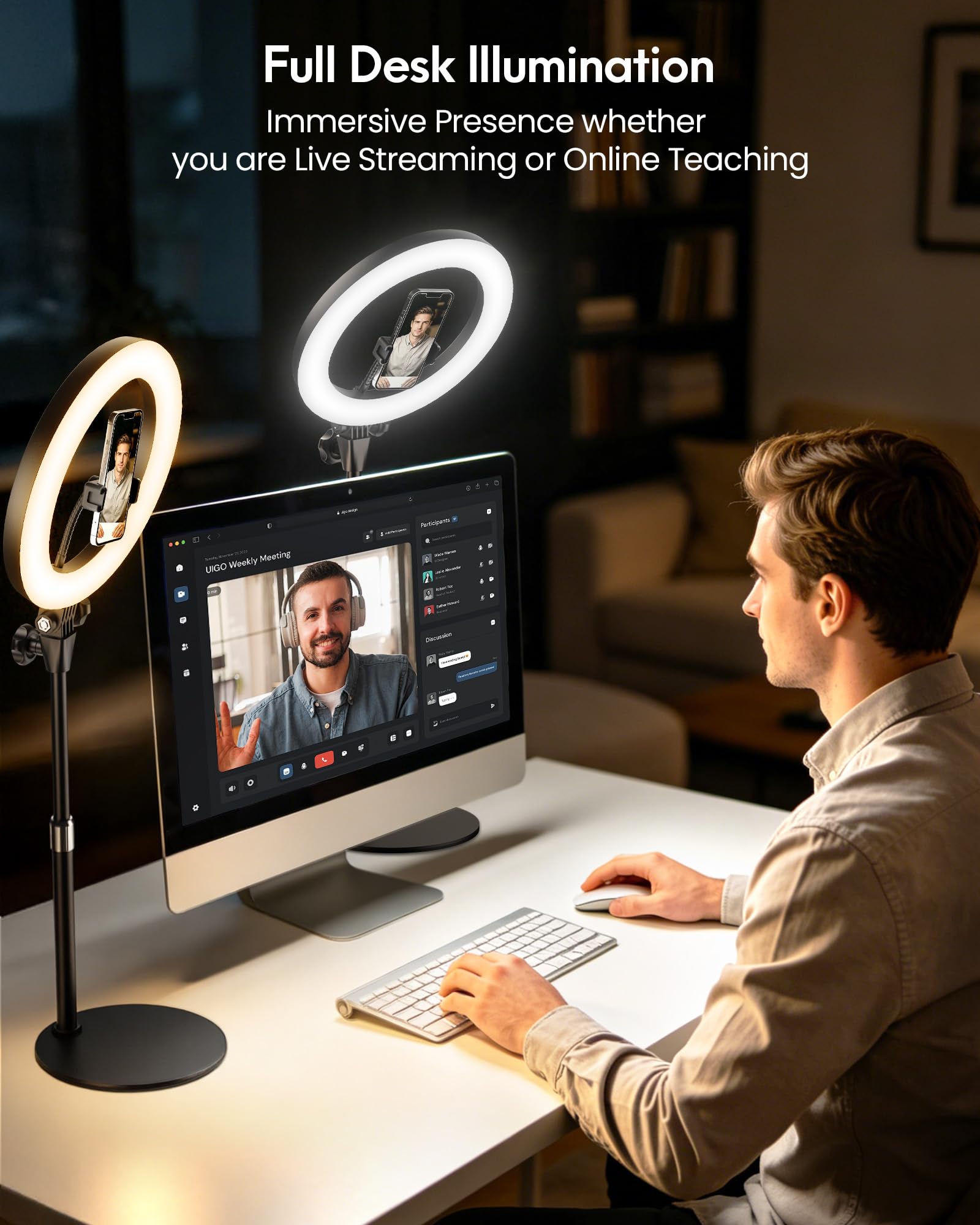 Anillo de luz para ordenador portátil, videoconferencia (negro-A)