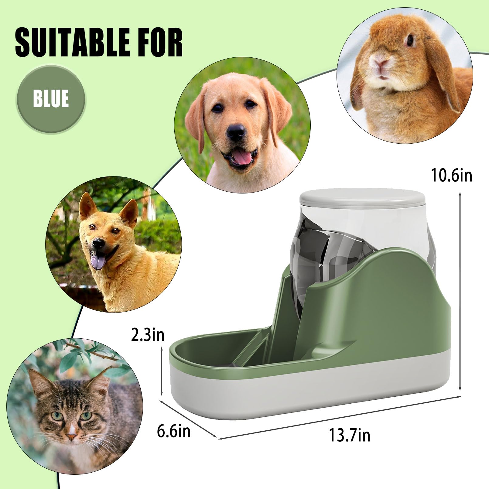 Image showcasing Snapklik.com : Kathson Automatic Dog Water Dispenser 1 Gallon Gravity ...