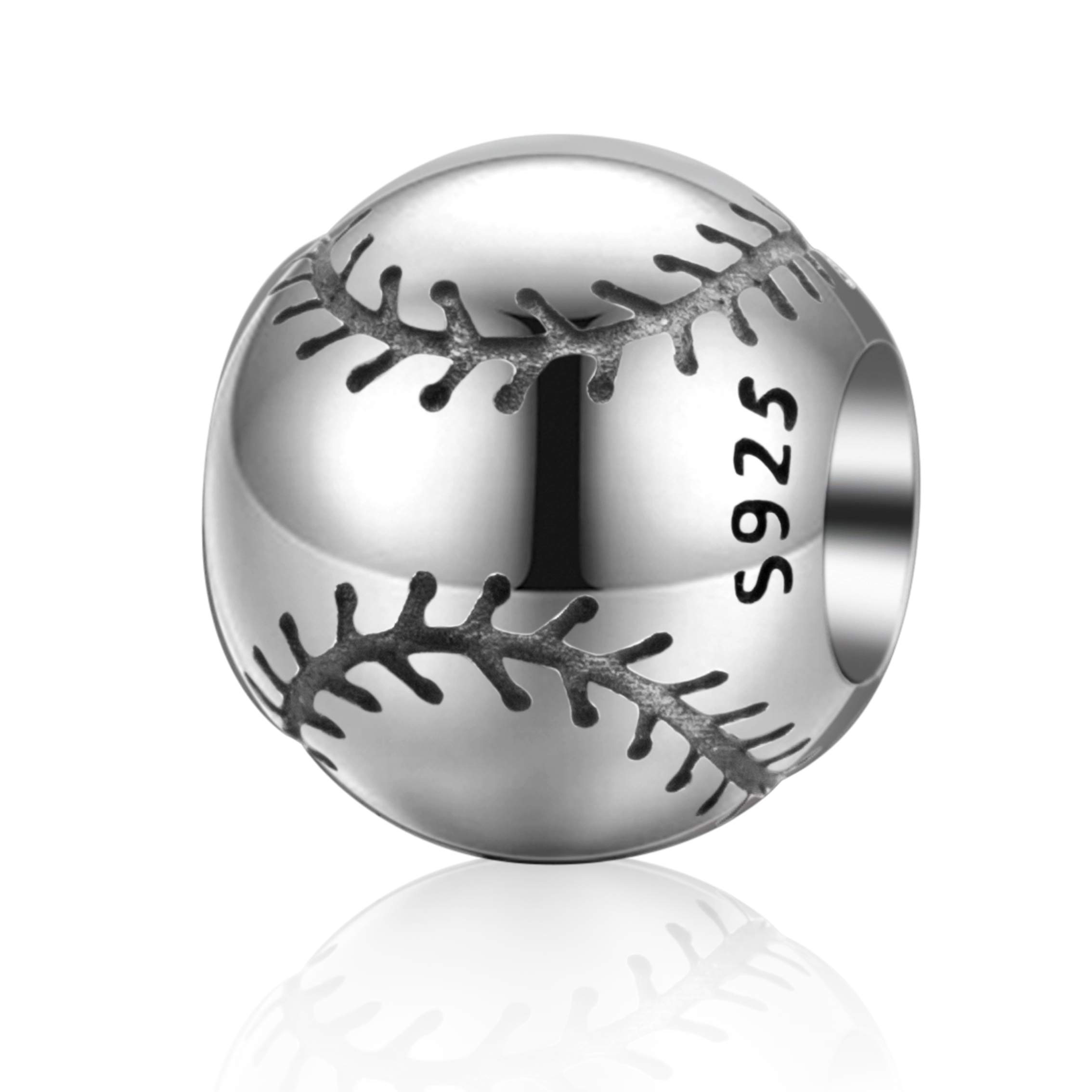 Sports Ball Charms 925 Sterling Silver Volleyball Baseball Beads Fits European Bracelet