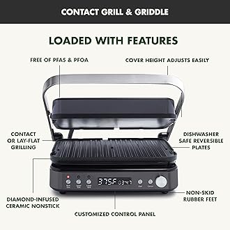 GreenPan 6-in-1 Multifunction Removable Plate Indoor Grill & Electric Griddle, Diamond Infused PFAS Free Ceramic Nonstick Reversible Plates, Opens Flat, Adjustable Temp, Panini Press, Black