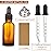 4 Pack, 1 oz Amber Glass Dropper Bottles Plus 2pcs Graduated Calibrated Glass Pipettes (1ml)- 30ml Dark Brown Tincture Bottles with Eye Droppers for Essential Oils, Liquids - Leakproof Travel Bottle