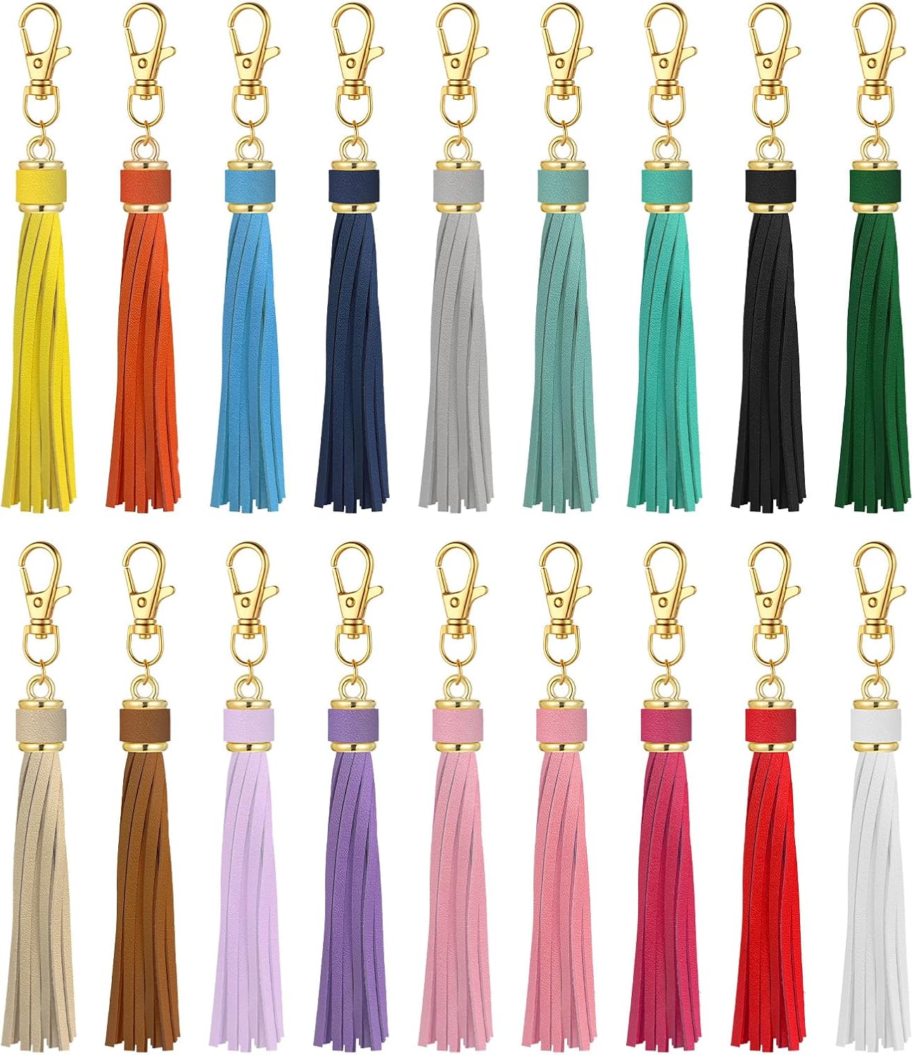 18Pcs Keychain Tassels Faux Leather Tassels for Keychain Tassel Charms for Handbags 4" Leather Tassel for Crafts Key Chain Crafting, Assorted Mixed Color