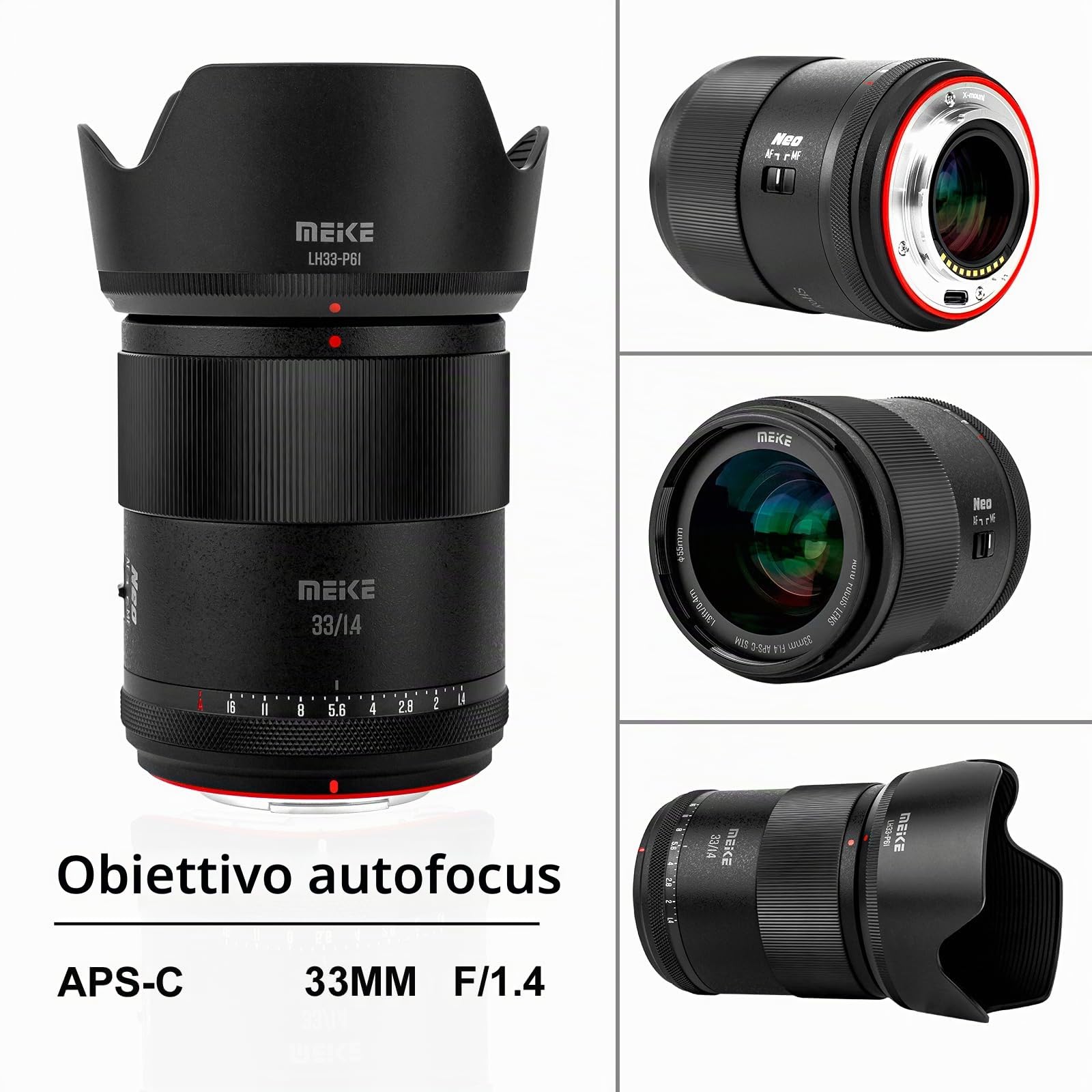Meike 33 mm F1.4 grandangolare APS-C telaio AF STM (motore passo-passo), obiettivo auto focale fissa per fotocamere Fujifilm X Mount mirrorless XT2 XT4 XT5 XT10 XT20 XT30 XT50 X-A2 X30 X70 X-S10