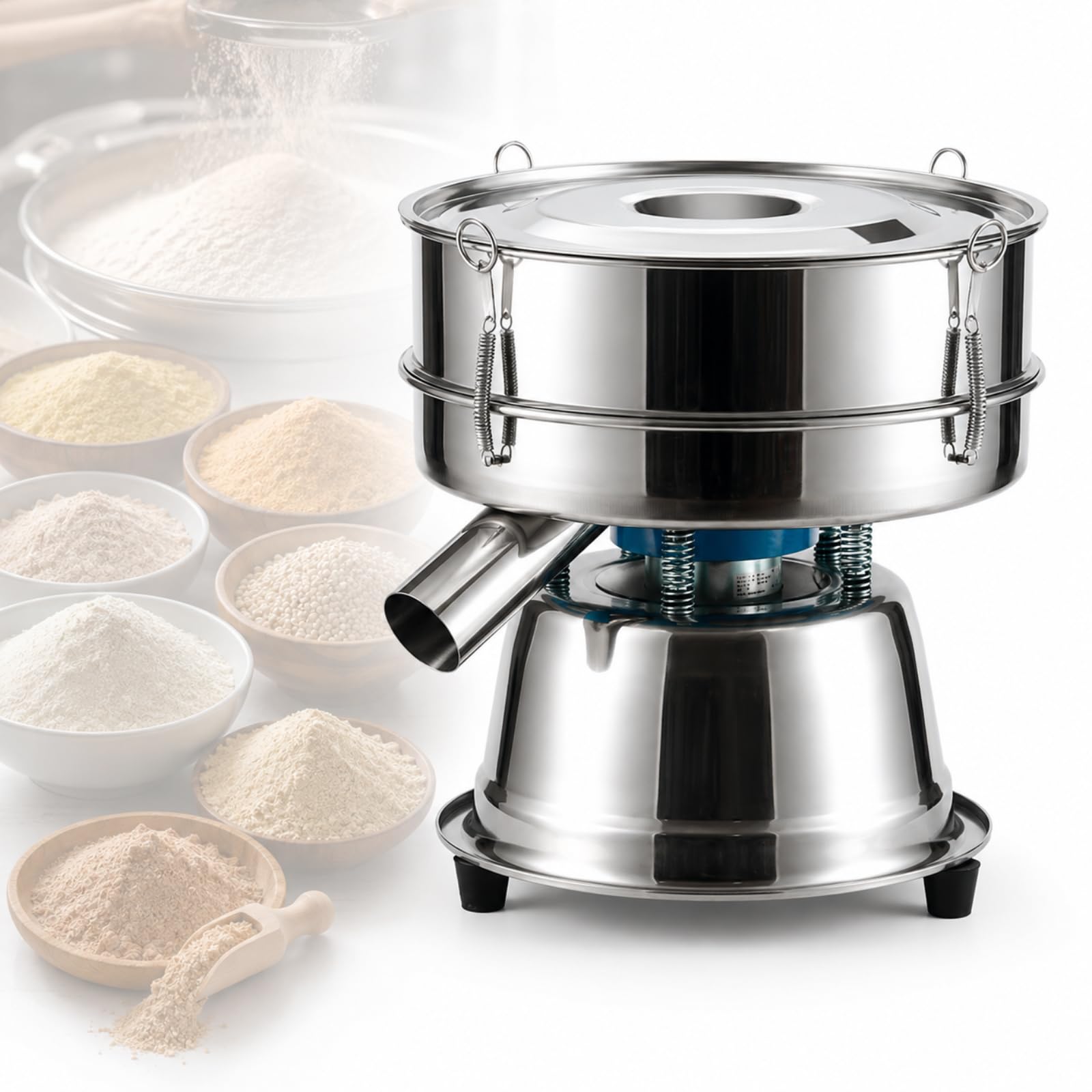 Vhewq Automatic Sieve Shaker, Stainless Steel Automatic Sifter Shaker Machine With Height 10 Cm Sieves, 10-200 Mesh Optional, Screening Sifting Machine For Flour, Spices And Fine Powders 120