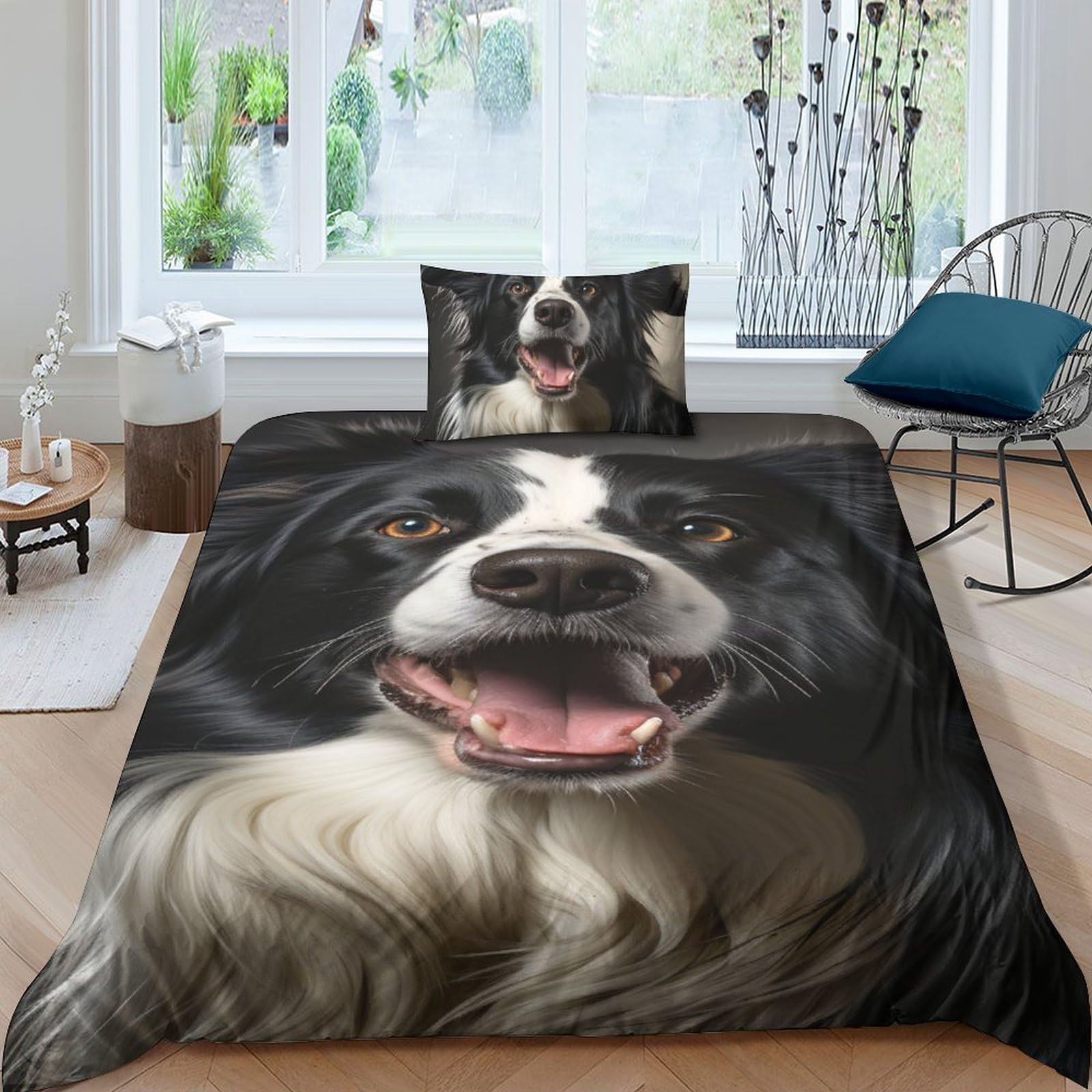 Parure de lit chien Border Collie 3D idéale pour une chambre d'enfant
