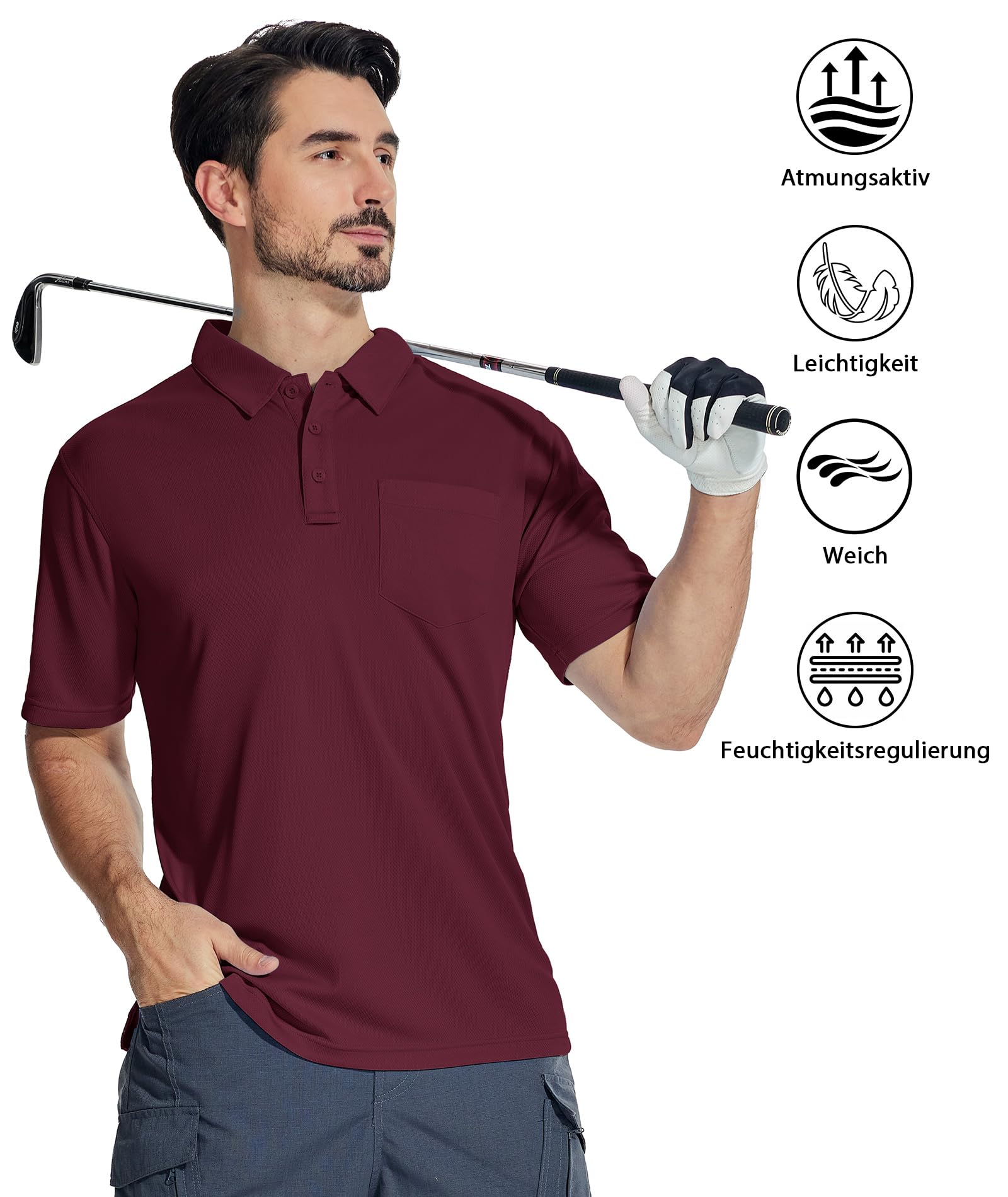 SwissWell Lote de 2 Polo Hombre Manga Corta Transpirable Golf Polos Camisa para Hombre - 3