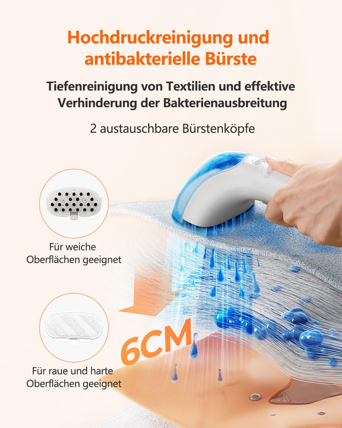 Uwant B200, Polsterreiniger Gerät, 1900W | Dampft, Schrubbt und Saugt | Für Teppiche, Sofas, Vorhänge, Kleidung | 74DB, 12000Pa