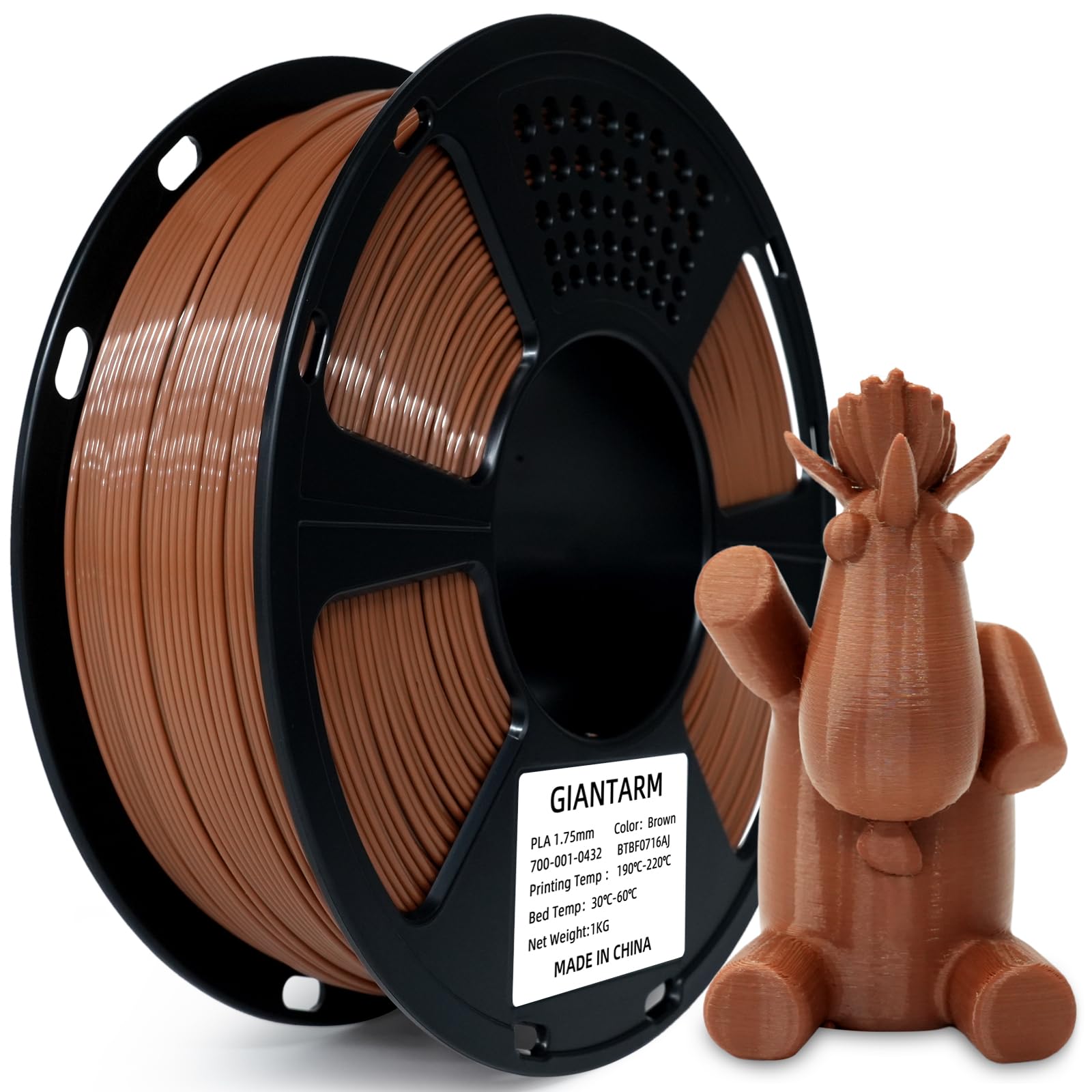GIANTARM PLA 3D Printer Filament 1.75mm,Brown 1kg