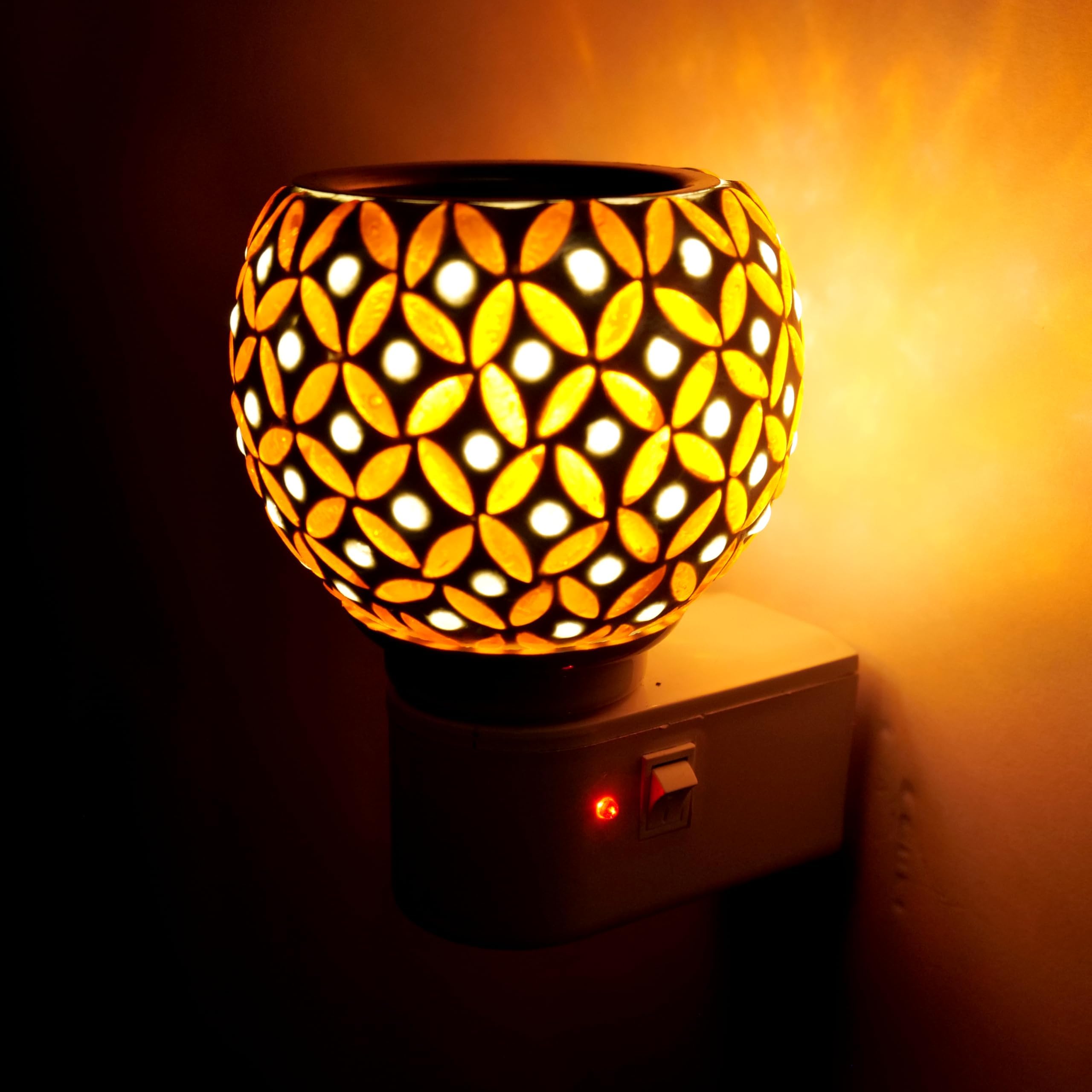 DECORDARBAR (05) Camphor Diffuser Burner/Kapoor dani Electrical Camphor/Ceramic Aroma Diffuser | Kapoor Dani Night Lamp Essential Oil Camphor Burner for Fragrance with Switch On/Off Button for Heating