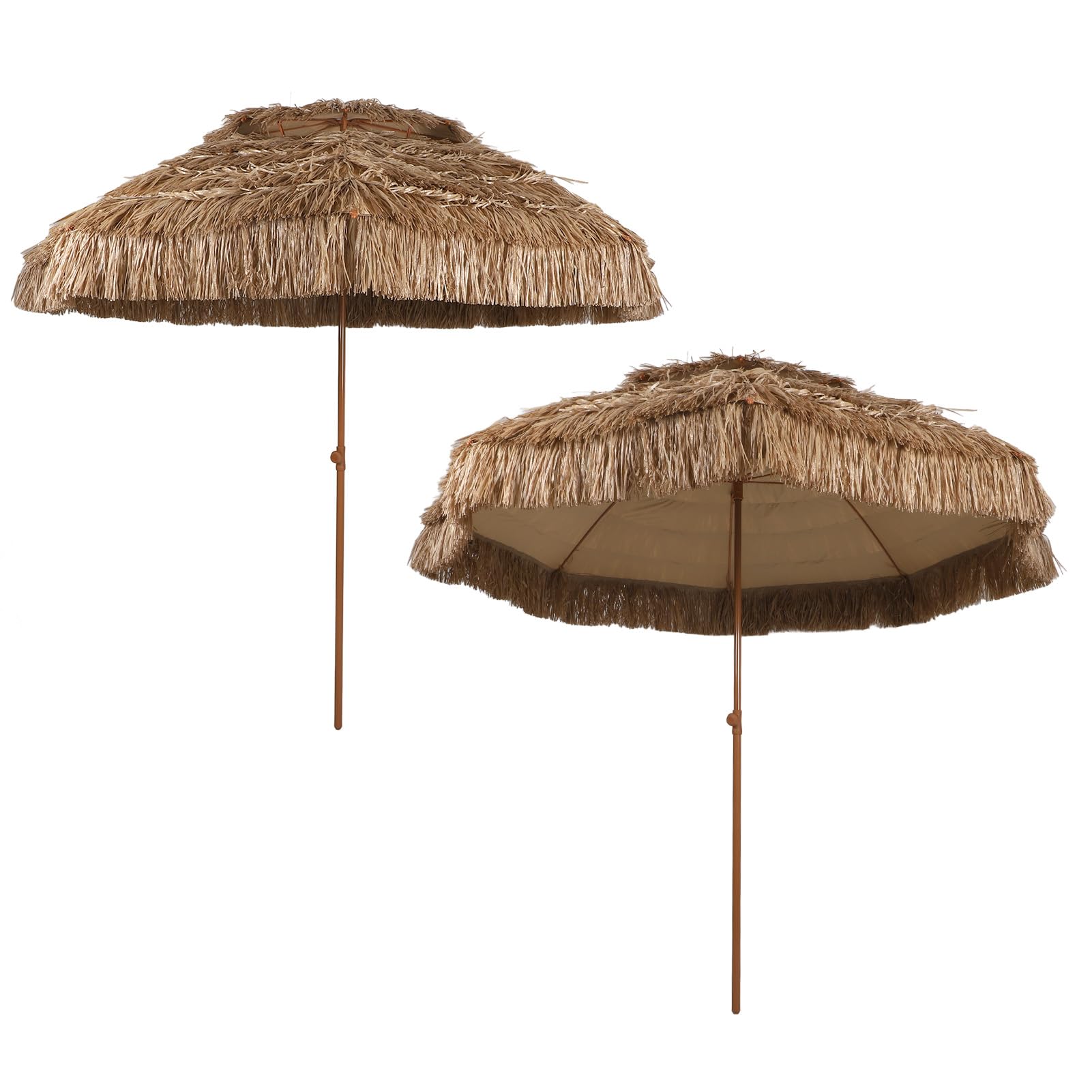Wakects Parasol ze strzechą Słomy, Solidna Rama, Regulowana wysokość, z Szerokimi Aplikacjami, Przenośne i Oszczędnościowe, Idealne na Podwórko, Patio, Basen, plażę i Piknik