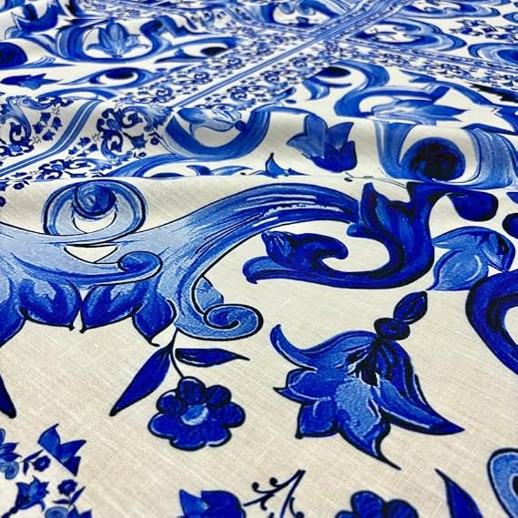 TEXTILORD Blue Luxury Italian Design Linen, Design,Dress-Shirt-Clothing Fabric(Width 150 cm/59 inches/1.64 Yards)