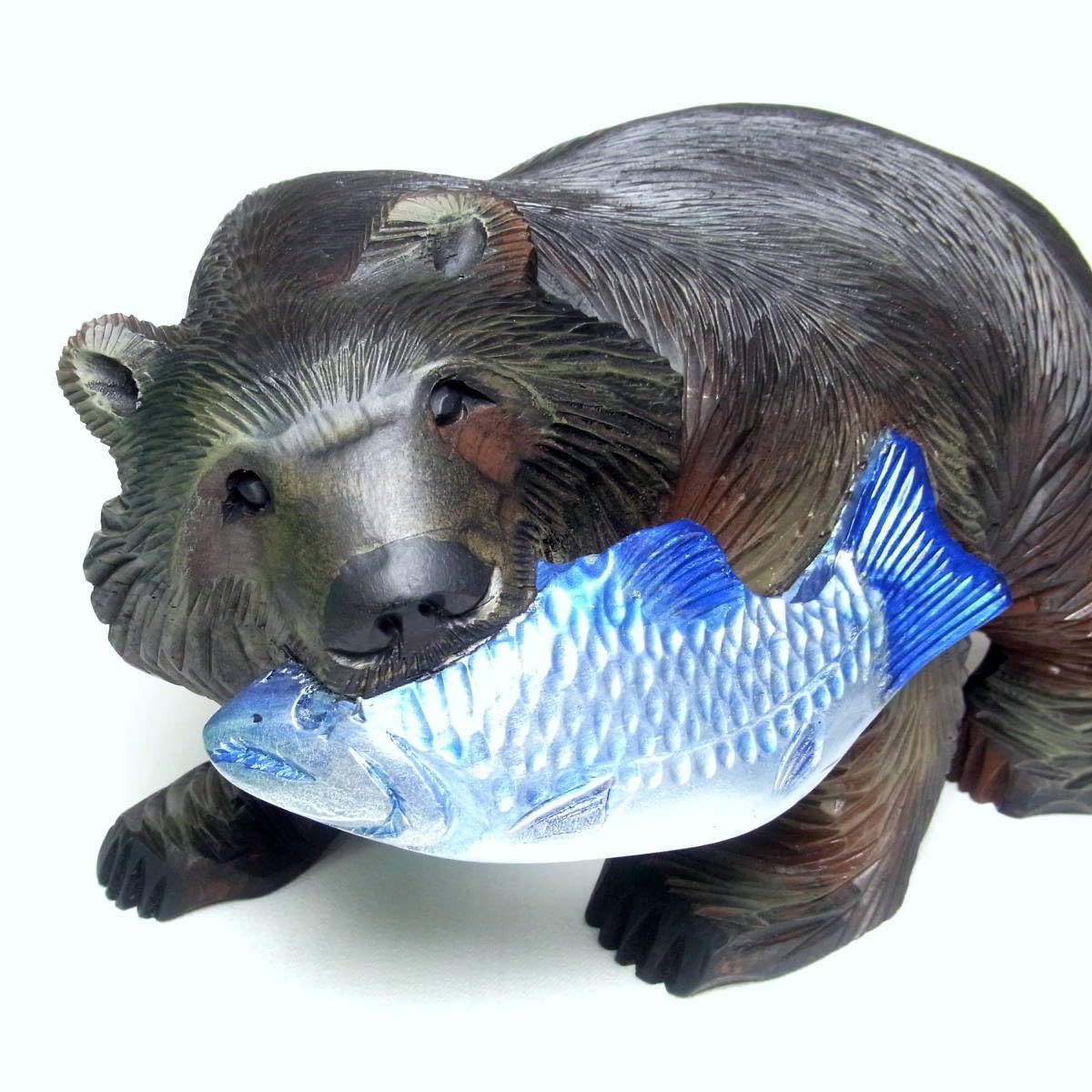 木彫り 熊 アイヌ 北海道 阿寒 民芸品 置物 クマ Amazon.co.jp: 北海道民芸品木彫りの熊クマの置物色を塗ってみました