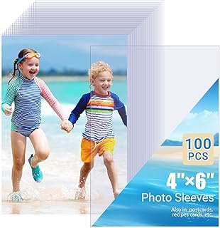 4x6 Photo Sleeves (100 Pack) – Top Loading Sheet Protectors, Archival Sa...