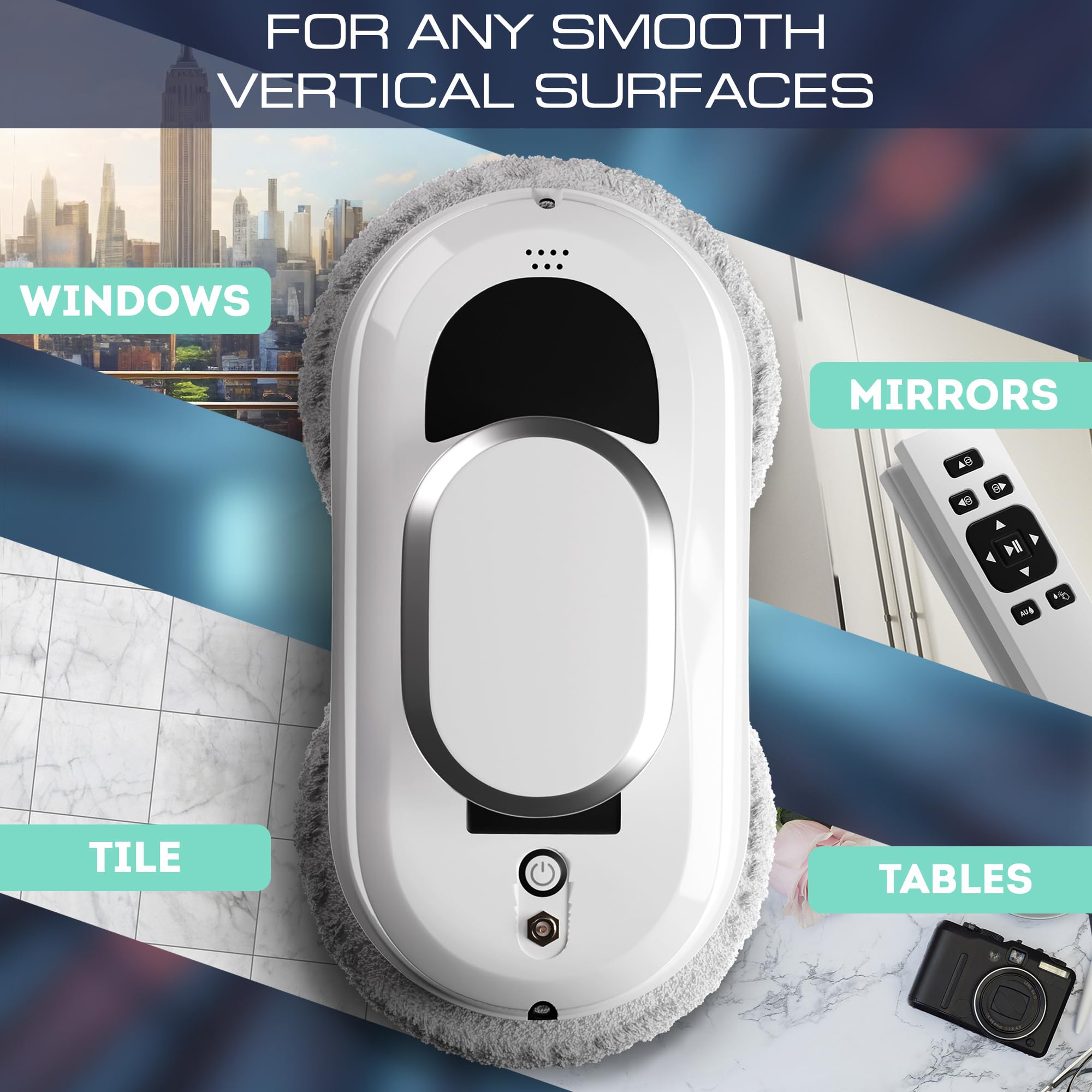 APQ W100 - Robot pulitore automatico per finestre, robot per la pulizia dei vetri, robot da 40 ml, aspirapolvere per finestre, robot pulitore per finestre da 64 dB