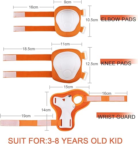 Miniatura 12 de Juego de rodilleras de protección para niños de 3 a 14 años, rodilleras y coderas con muñequeras 3 en 1 para patinaje, ciclismo, bicicleta, patinaje