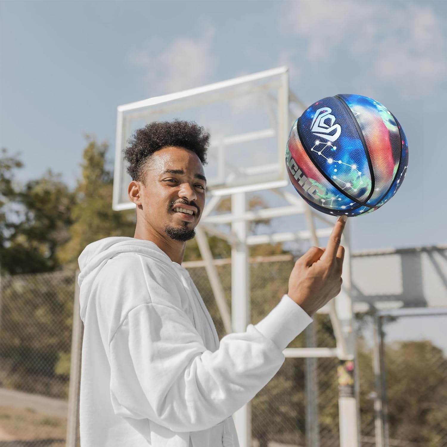 Basketball, Glow in The Dark Basketball, Glowing Leather Luminous Basketball Ball Gift for Youth, Men, Women, Indoor-Outdoor Night Game | Size 7(29.5") / 6(28.5") / 5 (27.5") with Pump