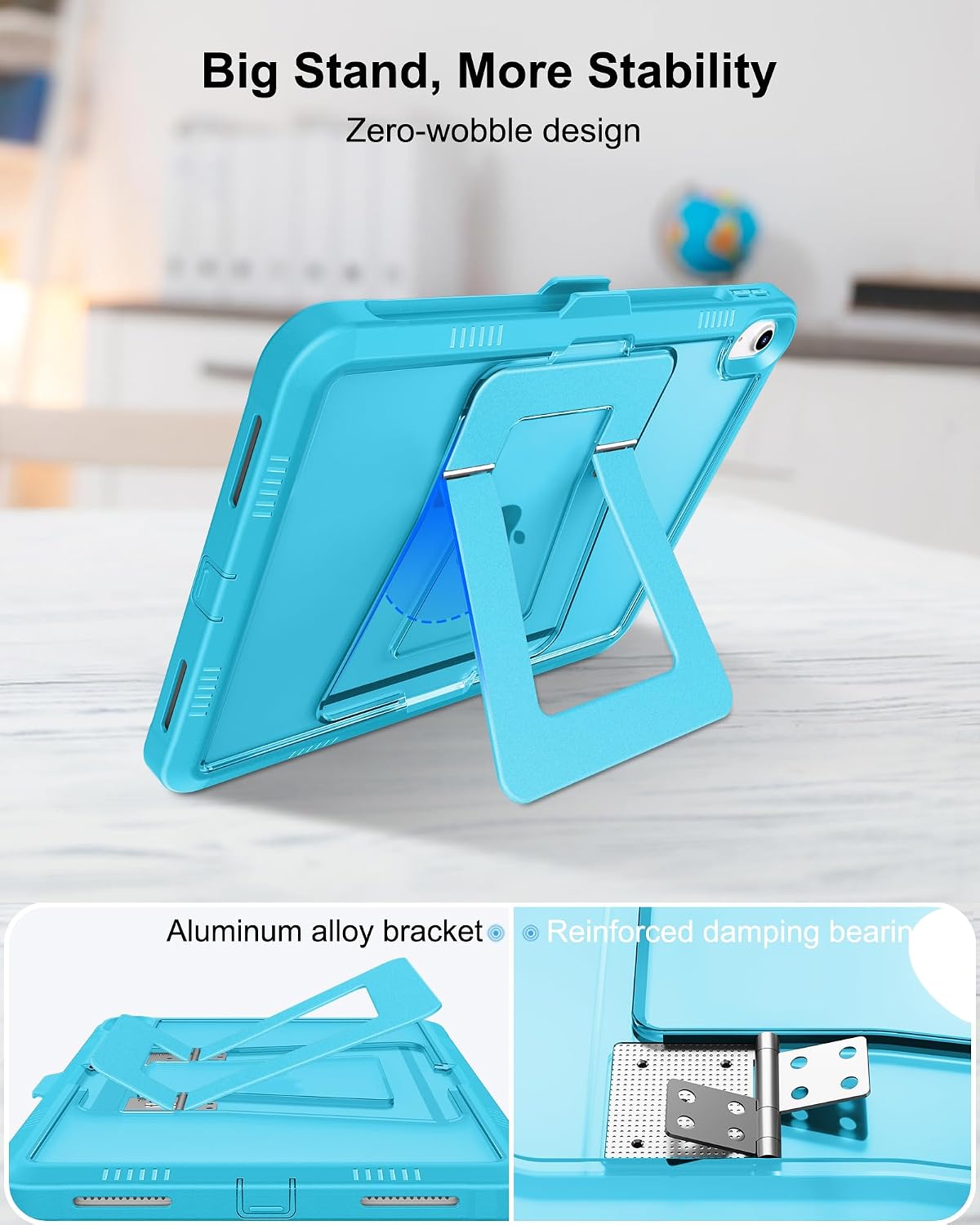 DTTO for iPad (A16) 11th Generation Case 11 Inch 2025, iPad 10th Generation Case 2022, Adjustable Kickstand, Built-in Screen Protector, Shockproof Protective Cover with Translucent Back, Light Blue