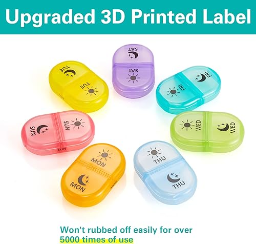 Miniatura 3 de Fullicon Organizador de pastillas 2 veces al día pastillero semanal AM PM pastilleros diarios